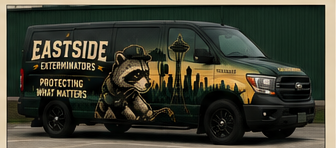 An Eastside Exterminators service van on an Eastside street